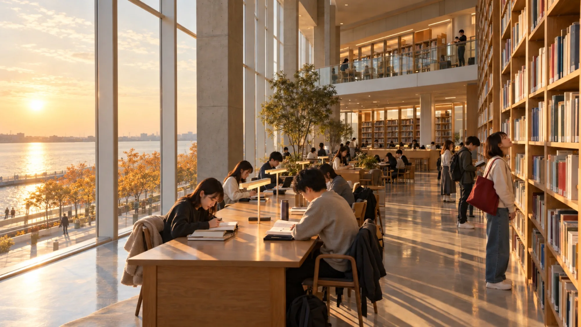 夕方の光が入る図書館の吹き抜け（写真は見本）